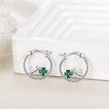 wholesale 925 Sterling Silver Cat Clover Hoop Earrings - Adorable Lucky Charm Gift for Her-0-4
