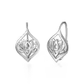 wholesale 925 Sterling Silver 925 Lotus Flower Leverback Dangle Drop Hoop Earrings Wholesale for Women s-0-0