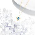 wholesale 14K Gold Blue Topaz Star Pendant Necklace for Women Birthdays Gifts-0-4