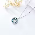 TOUPOP Sterling Silver Stone Alphabet A Initial Letter Pendant Necklace-0-3