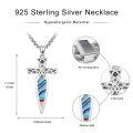 wholesale 925 Sterling Silver Celtic Cross Abalone Shell Dagger Pendant Necklace for Men Women Vintage Gothic s 48cm Chain Length-0-3