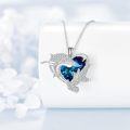 wholesale 925 Sterling Silver 925 Blue Crystal Bull Head Pendant Necklace-0-2