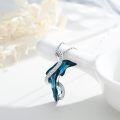 wholesale 925 Sterling Silver Blue Crystal Dolphin Pendant Necklace with CZ Accents-0-4