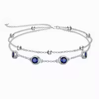 wholesale 925 Sterling Silver Birthstone Anklet Bracelets for Women Gifts-09-Sapphire Bracelet 7\"-9\"