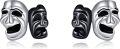 wholesale 925 Sterling Silver Comedy & Tragedy Masks Stud Earrings for Men Women Gifts-0-0