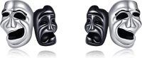 wholesale 925 Sterling Silver Comedy & Tragedy Masks Stud Earrings for Men Women Gifts-Comedy and Tragedy