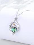 wholesale 925 Sterling Silver Abalone Shell & Cubic Zirconia Christian Mountain Pendant Necklace for Women-0-1
