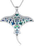 wholesale 925 Sterling Silver Abalone Shell Turtle & Stingray Pendant Necklace-0-0