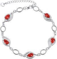 wholesale  Sterling Silver Birthstone Bracelets for Women Mom Grandma -Ruby