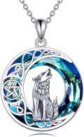 wholesale TOUPOP Wolf Necklace Sterling Silver Crystal Wolf Jewelry For Women Birthday Christmas Gifts -0-0