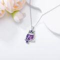wholesale 925 Sterling Silver Amethyst Garnet Owl Necklace for Women-0-2