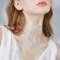 wholesale 925 Sterling Silver Blue Moonstone Flower CZ Pendant Necklace for Women-0-3