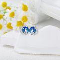 wholesale 925 Sterling Silver Labrador Dog Moon Star Blue Enamel Stud Earrings for Women-0-3
