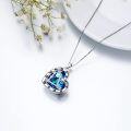 wholesale 925 Sterling Silver Blue Crystal Heart Zodiac Constellation Pendant Necklace-0-4