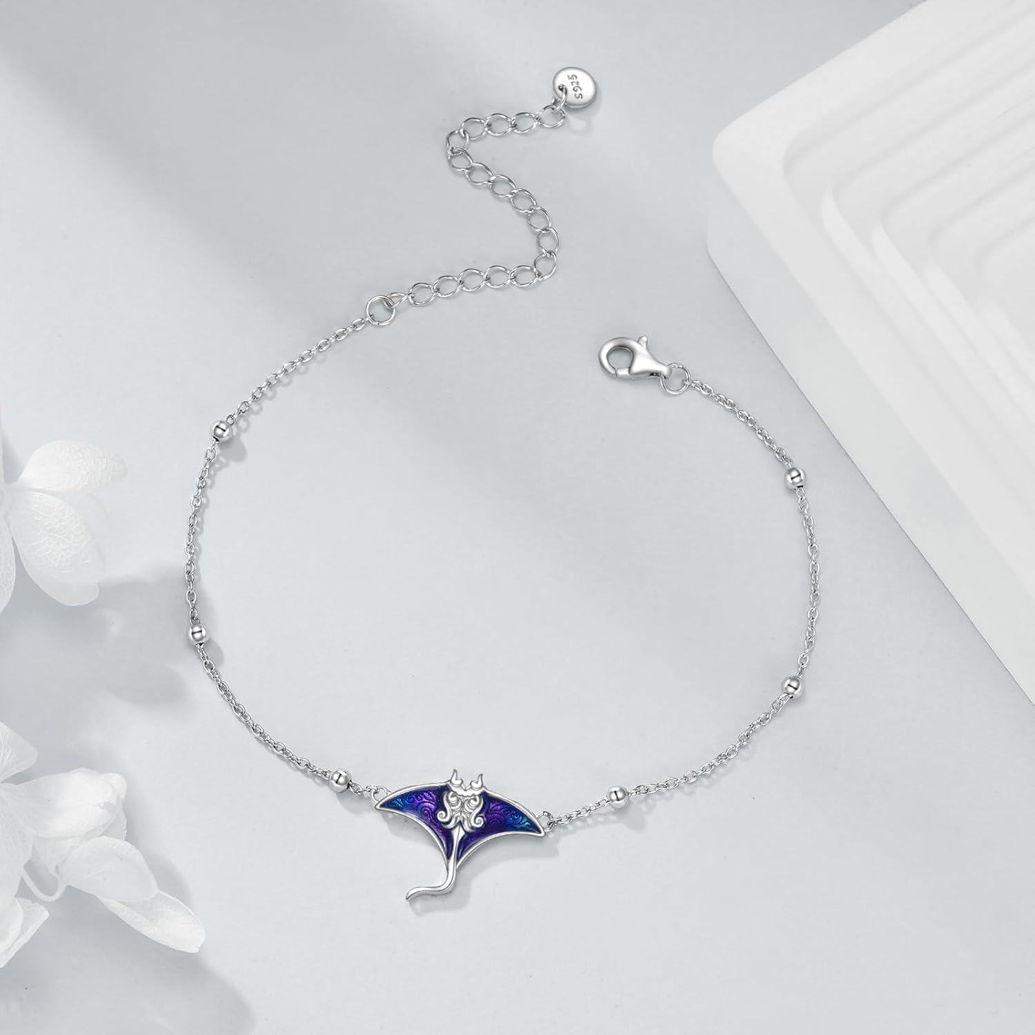 wholesale 925 Sterling Silver Dolphin & Heart Charm Bracelet for Women - Adjustable Length s-0-5