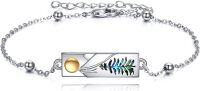 wholesale 925 Sterling Silver Pine Tree Leaf Charm Bracelet for Women Gifts for Skiing Hiking Nature Enthusiasts-Silver-Mountain Bracelet