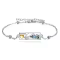 wholesale 925 Sterling Silver Feather Design Mountain Stone Bracelet for Women Gifts for Skiing and Hiking Enthusiasts-0-0