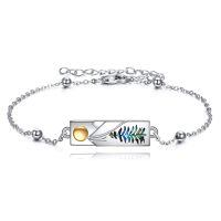 wholesale 925 Sterling Silver Pine Tree Leaf Charm Bracelet for Women Gifts for Skiing Hiking Nature Enthusiasts-Silver-Mountain Bracelet