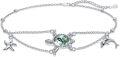 wholesale 925 Sterling Silver Turtle & Dolphin Charm Bracelet w/ Green Stone - Gift for Her-0-0