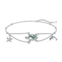 wholesale 925 Sterling Silver Moss Agate Sea Turtle Starfish Dolphin Charm Bracelet For Women-Turtle B