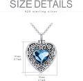 wholesale 925 Sterling Silver Heart-Shaped Blue Crystal Cremation Jewelry Pendant Necklace with Funnel and Fill Kit-0-4