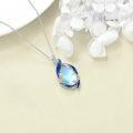 wholesale 925 Sterling Silver Blue Moonstone Leaf Design Pendant Necklace - Christmas Gift for Her-0-3