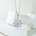 wholesale 925 Sterling Silver Compass Eye Pendant Necklace Evil Eye Protection  for Women Girls-0-1