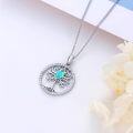 wholesale 925 Sterling Silver Heart-Shaped Turquoise Tree of Life Pendant Necklace s for Women-0-2