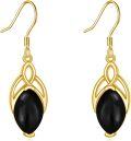 wholesale Gold-Plated 925 Sterling Silver Black Onyx Filigree Drop Earrings-0-0