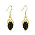 wholesale 925 Sterling Silver Black Onyx Earrings With Gold Plated Wire Wrap Design-0-0