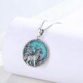 wholesale 925 Sterling Silver Turquoise Howling Wolf Pendant Necklace for Men & Women-0-2