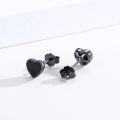 wholesale 925 Sterling Silver Black Heart Stud Earrings with Onyx and CZ s for Women Men-0-4