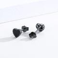 wholesale 925 Sterling Silver Black Heart Stud Earrings with Onyx and CZ s for Women Men-0-4