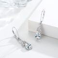 wholesale 925 Sterling Silver Celtic Knot Teardrop Crystal Drop Earrings White Gold Plated-0-1