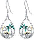 wholesale 925 Sterling Silver Teardrop Palm Tree Highland Cow and Calf Drop Earrings-0-0