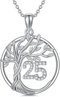 wholesale TOUPOP 25th Birthday Gifts For Her S925 Sterling Silver 25 Year Old Necklaces For Women Family Tree Of Life 30th Jewelry Anniversary Christmas Gifts For Her Girlfriend -undefined
