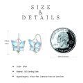 wholesale 925 Sterling Silver Blue Butterfly Lever Back Earrings-0-5
