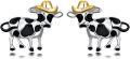 wholesale 925 Sterling Silver Black and White Enamel Cow with Gold Cowboy Hat Stud Earrings for Women & Girls - Farmhouse Western Style (Set of 2)-0-0