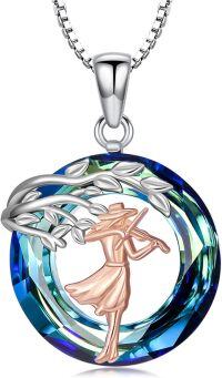 wholesale 925 Sterling Silver Musician Crystal Pendant Necklace for Women s-Violin