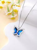 wholesale TOUPOP S925 Sterling Silver Butterfly Pendant Necklace For Women Birthstone Necklace Jewelry Gifts For Mother's Day Birthday Christmas -0-1