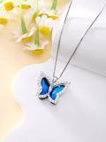 TOUPOP Sterling Silver Birthstone Butterfly Pendant Necklace-0-1