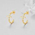 wholesale 14K Gold Cross Shape Post Back Huggie Hoops for Women-0-1