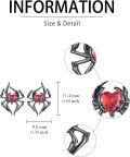 wholesale 925 Sterling Silver Spider Heart Stud Earrings with Red Crystal - Gothic Style Jewelry for Women and Girls-0-1
