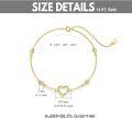 wholesale 14K Gold Heart-Shaped Anklet with Cubic Zirconia Stones and Adjustable Chain Length for Women (7-10)-0-3