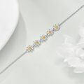 wholesale 925 Sterling Silver Daisy Flower Chain Bracelet With Gold Accents-0-5