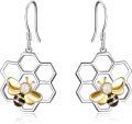 wholesale 925 Sterling Silver Honeycomb Bee Dangle Earrings for Women s-0-0
