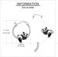 wholesale 925 Sterling Silver 3D Panda Huggie Hoop Earrings with Black Enamel Details for Women-0-4
