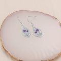 wholesale 925 Sterling Silver Thistle Earrings Wholesale With Purple Gemstones In Tear Drop Design-0-1