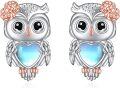 wholesale 925 Sterling Silver Heart-Shaped Owl Stud Earrings for Women Girls Gift Ideas-0-0