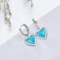 wholesale 925 Sterling Silver Heart-Shaped Turquoise Drop Earrings for Women-0-3